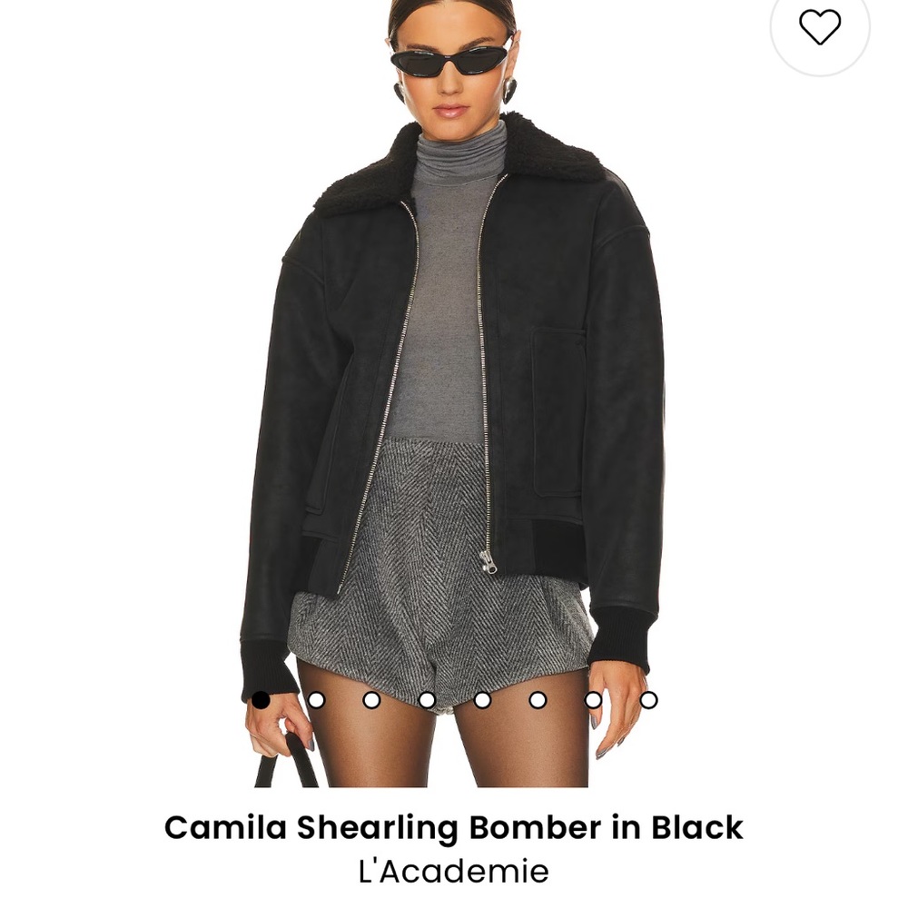L'Academie Camila Shearling Bomber in Black